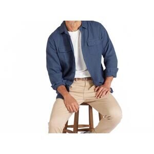 NEW GRAYERS brando lightweight double cloth shirt in navy